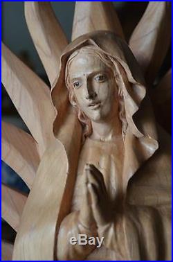 Hand Carved Wood sculpture of virgin Mary Our Lady Guadalupe religious 27'