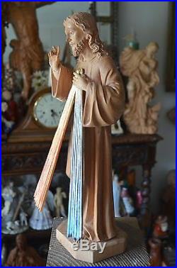 Hand Carved Wood the Divine Mercy Jesus Christ Sculpture statue Religious