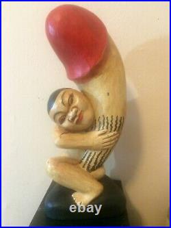 Hand Carved Wooden Balinese Man with Oversized Penis Folk Art Indonesia