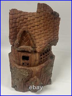 Hand Carved Wooden Cottage Sculpture Handcrafted by Linda Phillips