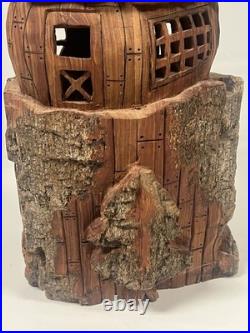 Hand Carved Wooden Cottage Sculpture Handcrafted by Linda Phillips