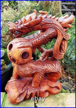Hand Carved Wooden Feng Shui Oriental Dragon, Wooden Carvings, Wooden Sculptures