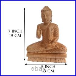 Hand-Carved Wooden Meditating Buddha Statue Serene Home Décor from Ceylon