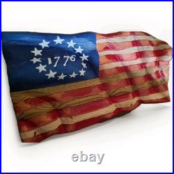 Hand Carved Wooden Waving American Flag -Betsy Ross Edition Repurposed Wood