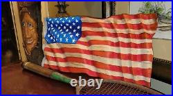 Hand Carved Wooden Waving American Flag wavey Old Glory Repurposed Wood