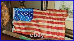 Hand Carved Wooden Waving American Flag wavey Old Glory Repurposed Wood