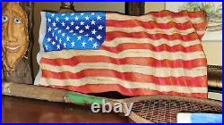 Hand Carved Wooden Waving American Flag wavey Old Glory Repurposed Wood