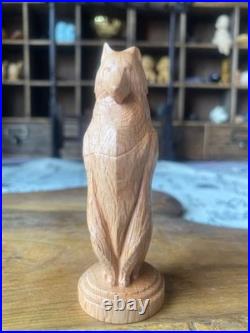 Hand Carved Wooden Wolf Sculpture Standing Animal Figurine Home Decor
