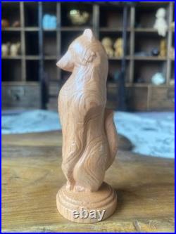 Hand Carved Wooden Wolf Sculpture Standing Animal Figurine Home Decor