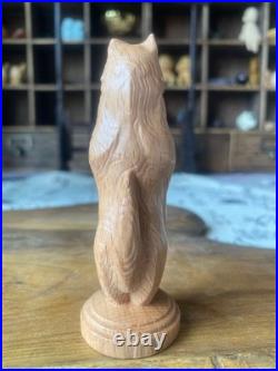Hand Carved Wooden Wolf Sculpture Standing Animal Figurine Home Decor Hand Carved Wooden Wolf Sculpture Standing Animal Figurine Home Decor