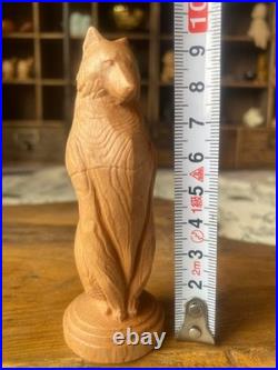 Hand Carved Wooden Wolf Sculpture Standing Animal Figurine Home Decor