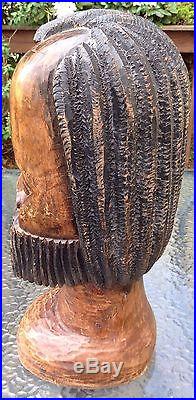 Hand Made Carved Wood Jamaican Art Sculpture Rastafarian African Bust Statue 18