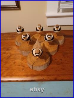 Hand Made Ringed Plovers Wood Shorebird Sculpture Signed By Artist 6 Total Hand Made Ringed Plovers Wood Shorebird Sculpture Signed By Artist 6 Total