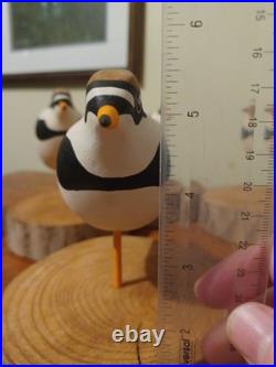 Hand Made Ringed Plovers Wood Shorebird Sculpture Signed By Artist 6 Total