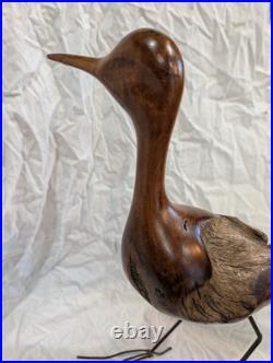 Hand-carved Driftwood Sculpture Bird on Steel Legs Branded JPM James P. Morton X2