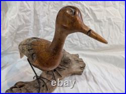 Hand-carved Driftwood Sculpture Bird on Steel Legs Branded JPM James P. Morton X2