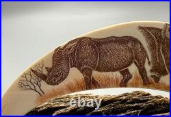 Hand-carved Scrimshaw-style Rhino Tusk By Luciana Masina, 1998, South Africa