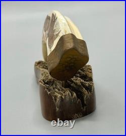 Hand-carved Scrimshaw-style Rhino Tusk By Luciana Masina, 1998, South Africa