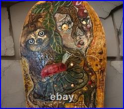 Hand-carved Skateboard Deck Fine Art For Display Not Approved For Play