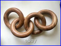 Hand carved Wood Chain Link Decor Object Sculpture Large