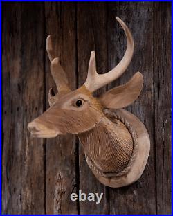 Hand-carved Wooden Deer Head, Medium, Free Shipping