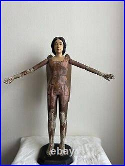 Hand carved wood articulated Arms 27statue Angel Sculpture Art