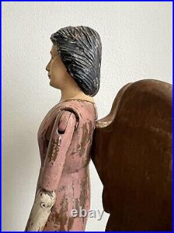 Hand carved wood articulated Arms 27statue Angel Sculpture Art