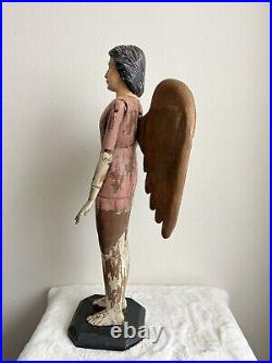 Hand carved wood articulated Arms 27statue Angel Sculpture Art