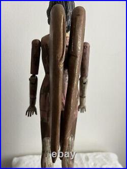 Hand carved wood articulated Arms 27statue Angel Sculpture Art