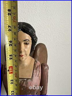 Hand carved wood articulated Arms 27statue Angel Sculpture Art