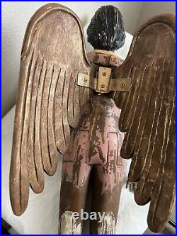 Hand carved wood articulated Arms 27statue Angel Sculpture Art