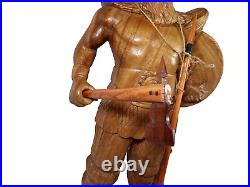 Handcarved Carved Wood 25 Realistic Viking with Axe & Spear VERY RARE & UNIQUE