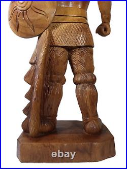 Handcarved Carved Wood 25 Realistic Viking with Axe & Spear VERY RARE & UNIQUE