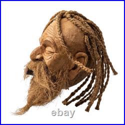 Handcrafted Natural Coconut Shell Face Mask Wall Hanging Old Man Carving Art &