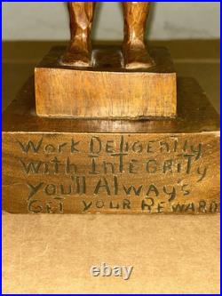 Handmade 11 Wooden Statue Decipting Working Class Getting Stabbed In The Back