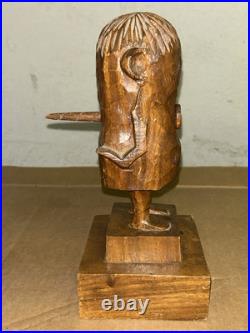 Handmade 11 Wooden Statue Decipting Working Class Getting Stabbed In The Back