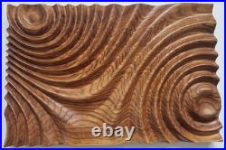 Handmade Ash Wood Wall Art CNC Carved Wooden Sculpture Panel Modern Organic