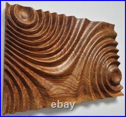 Handmade Ash Wood Wall Art CNC Carved Wooden Sculpture Panel Modern Organic
