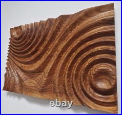 Handmade Ash Wood Wall Art CNC Carved Wooden Sculpture Panel Modern Organic