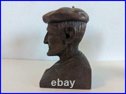 Handmade Hand Carved Wood Busts J Alberdi Mid-Century Carving Old Man & Woman