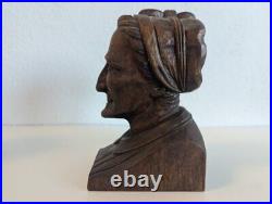 Handmade Hand Carved Wood Busts J Alberdi Mid-Century Carving Old Man & Woman