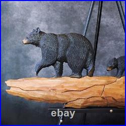 Handmade Large Wood Carving Bear Family Mama & Cubs Folk Art Rustic Wall Hanging