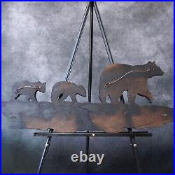 Handmade Large Wood Carving Bear Family Mama & Cubs Folk Art Rustic Wall Hanging