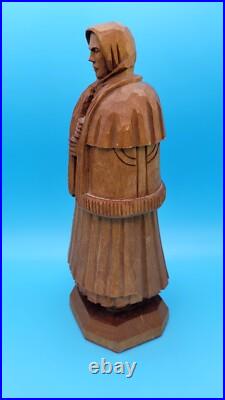 Hard Made Hungary Artist Carved Painted Wooden Old Woman Lady Figurine 9 TALL