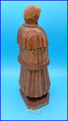 Hard Made Hungary Artist Carved Painted Wooden Old Woman Lady Figurine 9 TALL