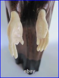 Haunted Wood Carving Figurine of Monk Unsettling Vintage with Eerie Inscription Haunted Wood Carving Figurine of Monk Unsettling Vintage with Eerie Inscription