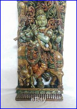 Hindu God Krishna Sculpture Temple 3 Ft Statue Hand Carved Figurine India Art
