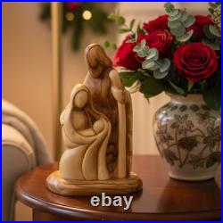 Holy Family Hand Carved Figurine, 7.3 from Olive Wood