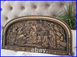 Holy family Nativity WOOD CARVED CHRISTIAN ICON Wall picture Birth of Christ