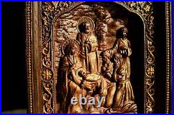 Holy family Nativity WOOD CARVED ICON RELIGIOUS GIFT WALL HANGING ART WORK